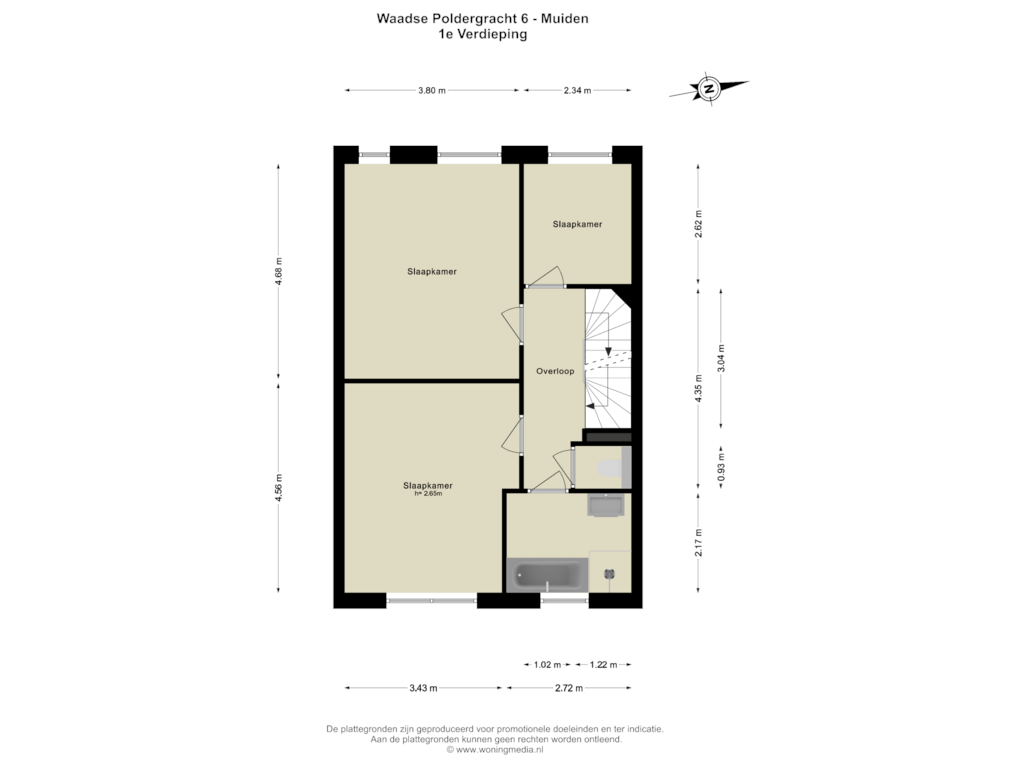 View floorplan of 1e Verdieping of Waadse Poldergracht 8