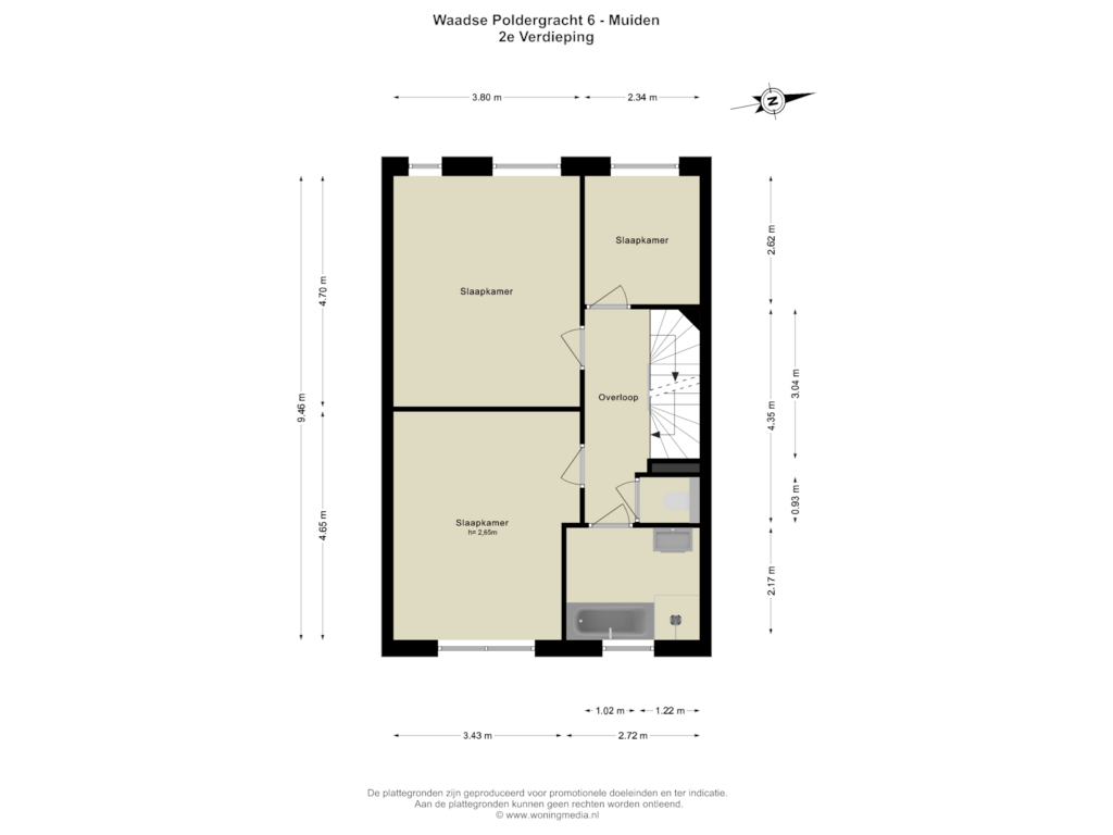 View floorplan of 2e Verdieping of Waadse Poldergracht 8