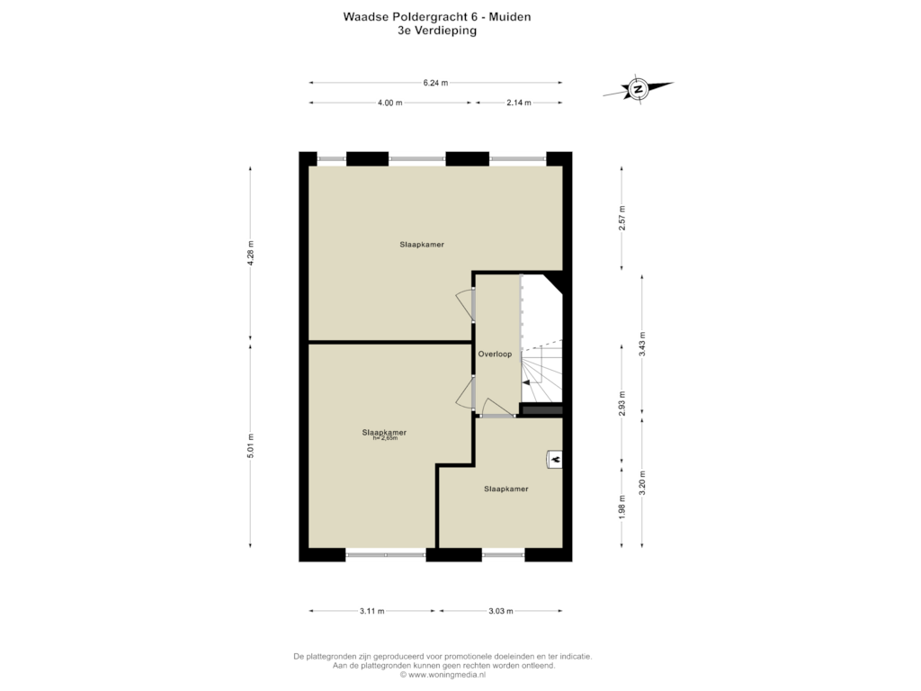 View floorplan of 3e Verdieping of Waadse Poldergracht 8