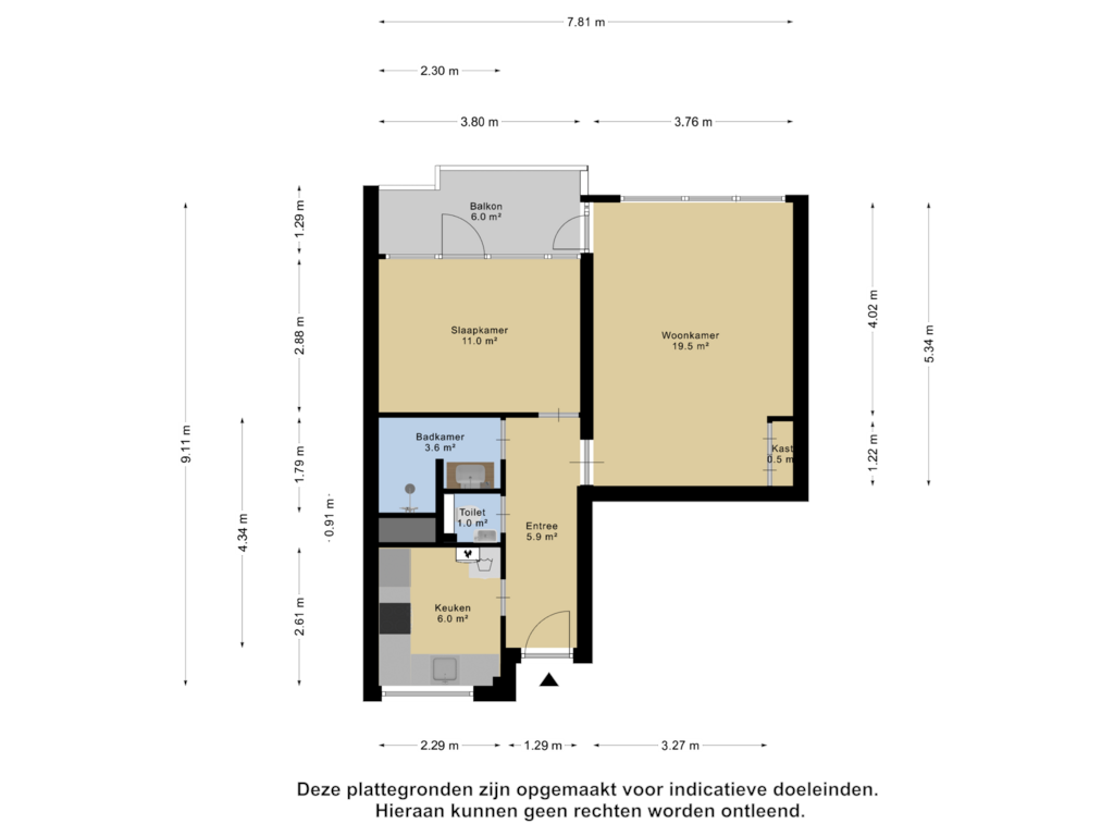 View floorplan of Appartement of Ierlandstraat 90