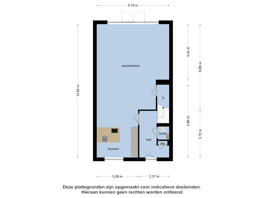 View floorplan of begane grond of Waadse Poldergracht 57