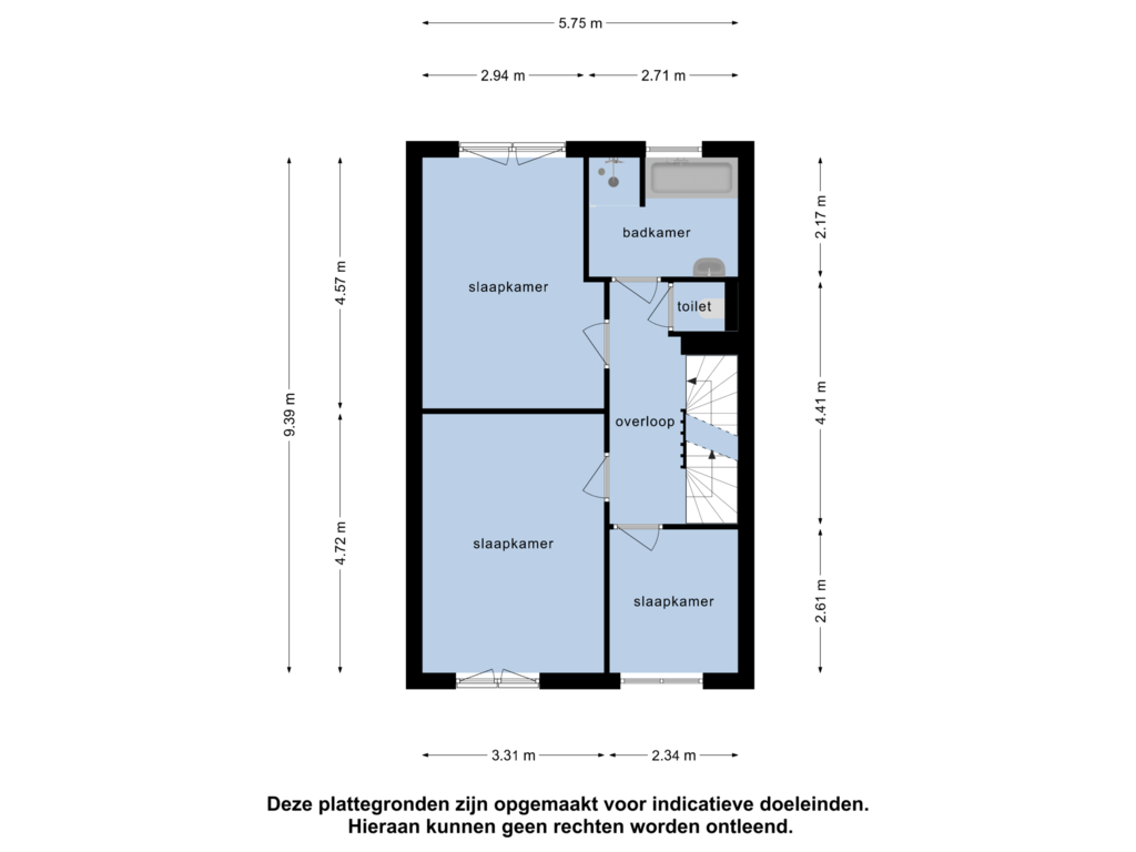 View floorplan of 1e verdieping of Waadse Poldergracht 57