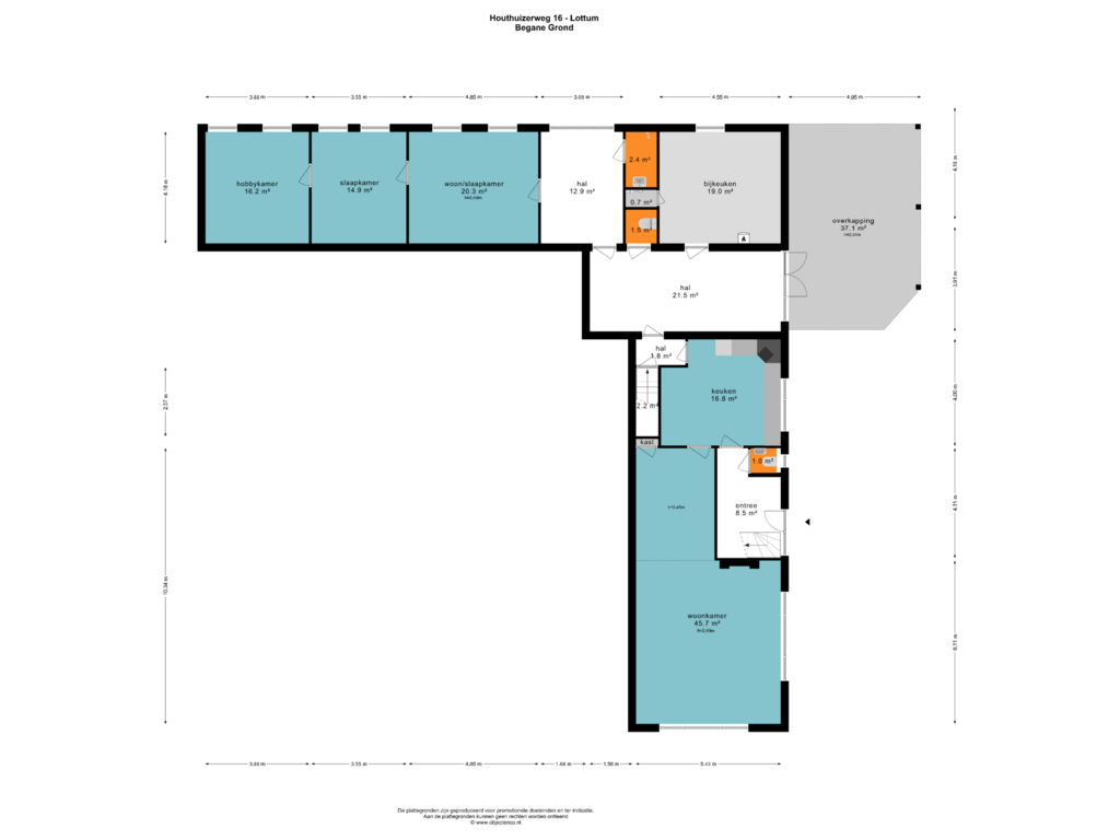 View floorplan of BEGANE GROND of Houthuizerweg 16