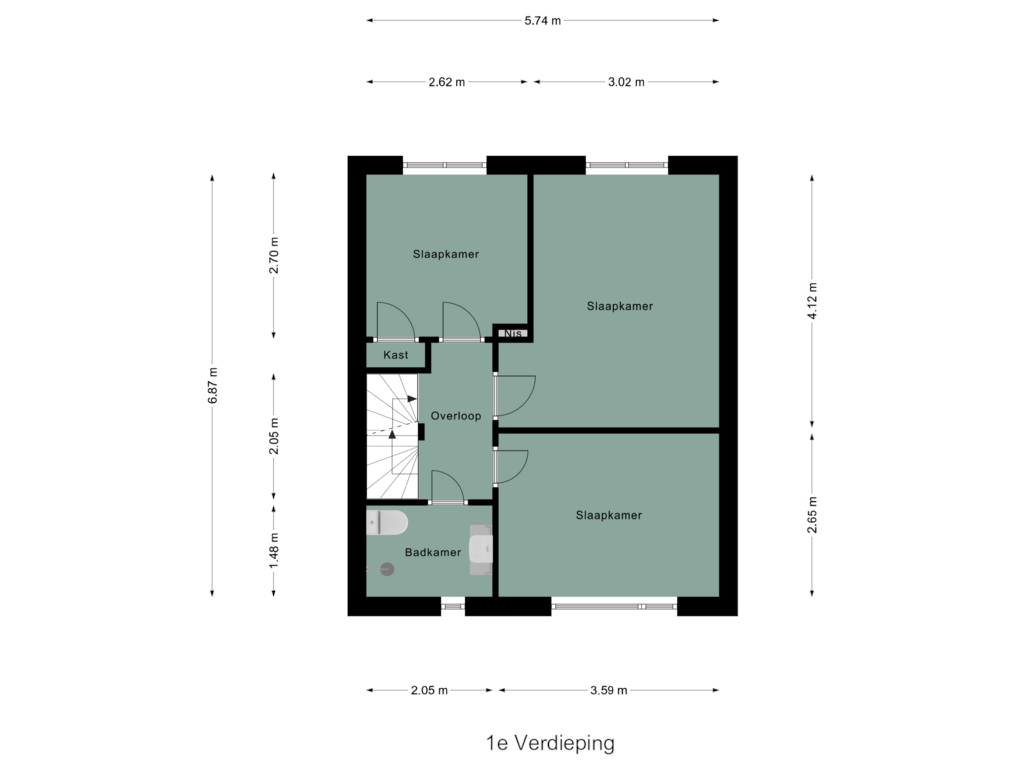 Bekijk plattegrond van 1e Verdieping van Past. Esserstraat 21