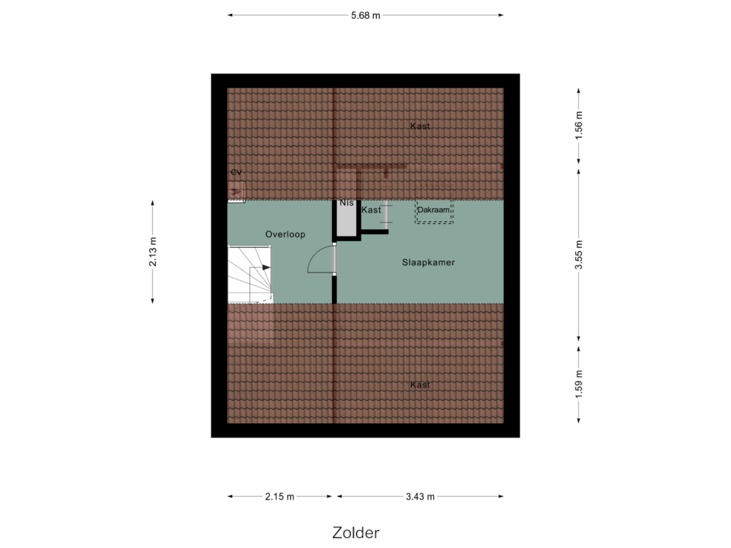 Bekijk plattegrond van Zolder van Past. Esserstraat 21