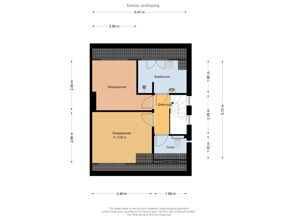 View floorplan of Eerste verdieping of Weidestraat 14