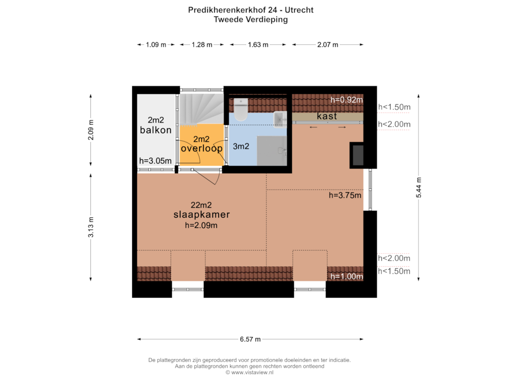 Bekijk plattegrond van TWEEDE VERDIEPING van Arthur van Schendelstraat 35