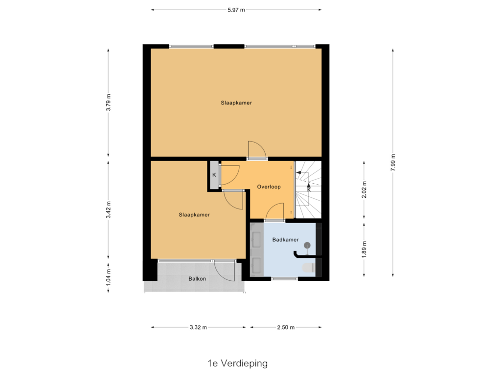 View floorplan of 1e Verdieping of Emmastraat 6