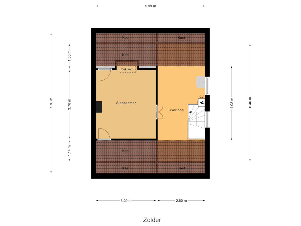 View floorplan of Zolder of Emmastraat 6