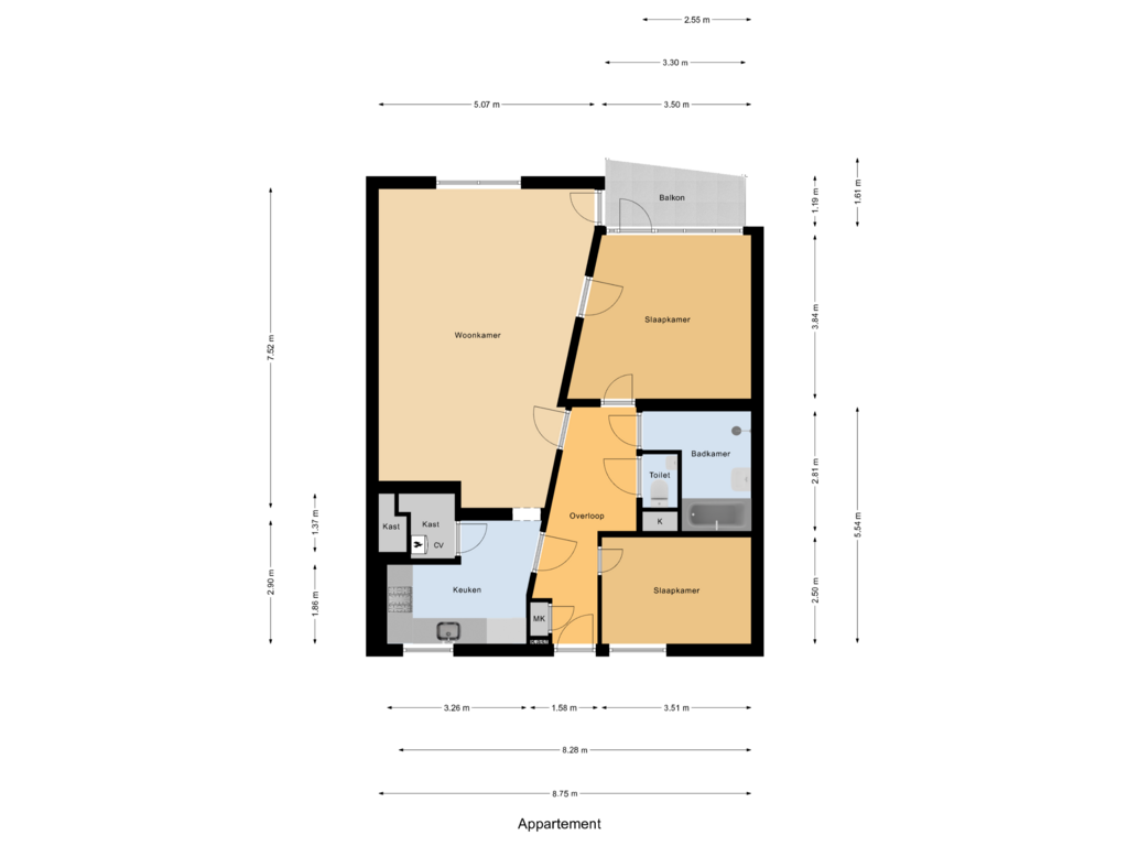 View floorplan of Appartement of Jan Brinkhoffplantsoen 19