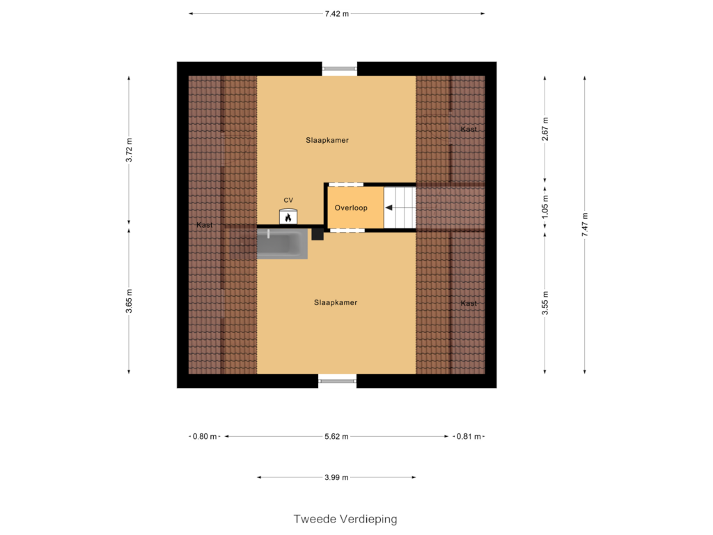 Bekijk plattegrond van Tweede Verdieping van Goedevaart 3