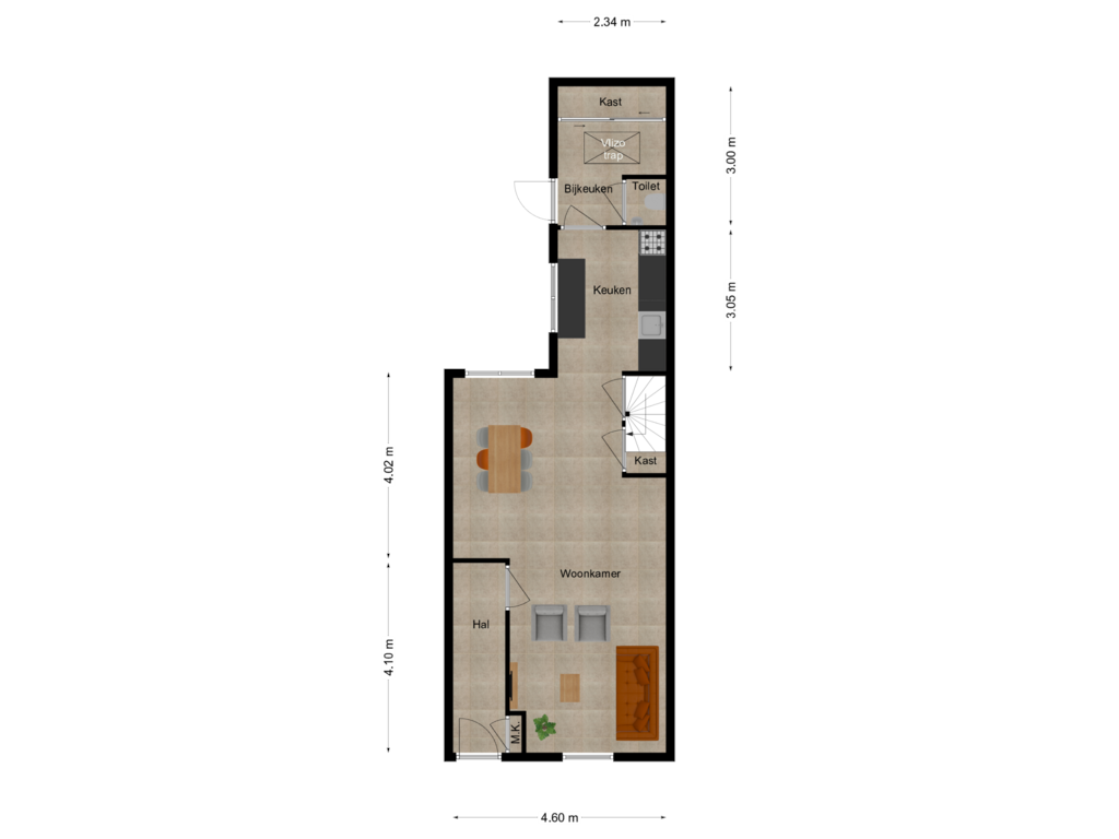 Bekijk plattegrond van Begane grond van Monseigneur Völkerstraat 46