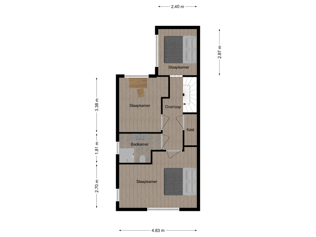 Bekijk plattegrond van 1e verdieping van Monseigneur Völkerstraat 46