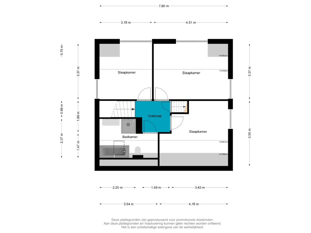 Bekijk plattegrond van Eerste Verdieping van Linge Singel 21