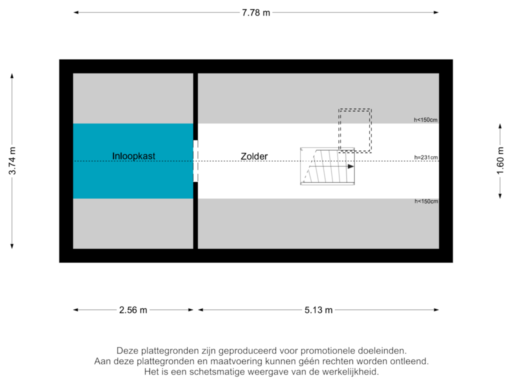 Bekijk plattegrond van Zolder van Linge Singel 21