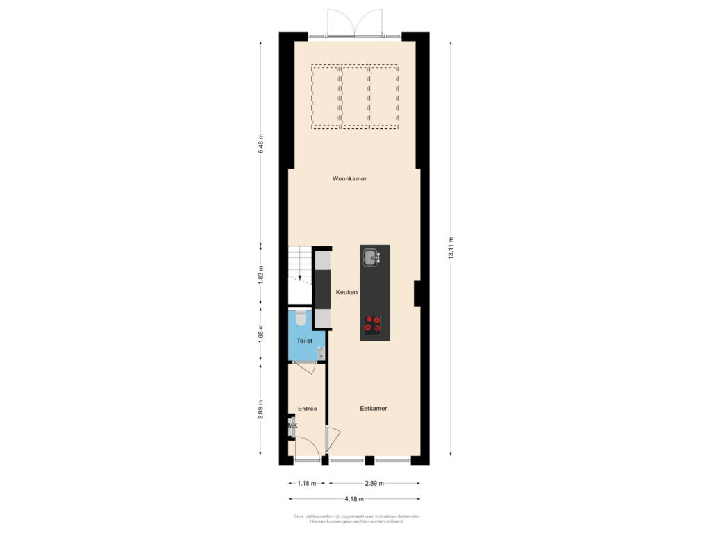 Bekijk plattegrond van Begane grond van Grebberstraat 24