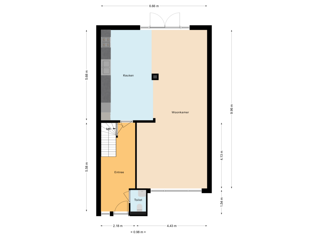 Bekijk plattegrond van Begane grond van Wielewaal 45