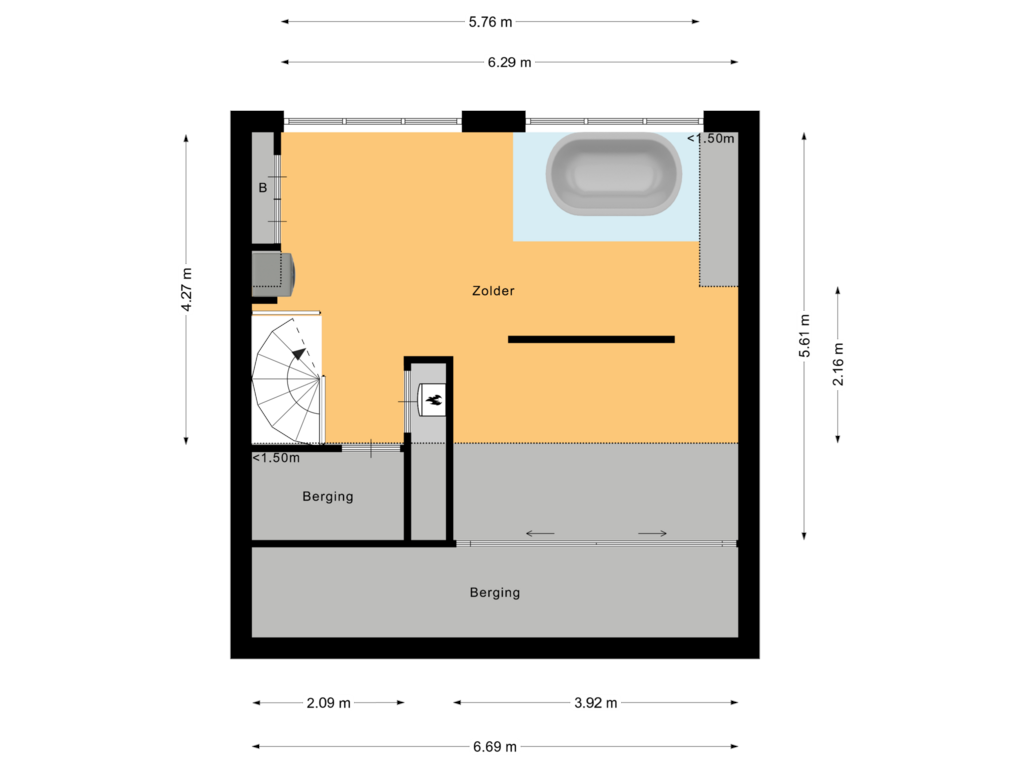 Bekijk plattegrond van Tweede verdieping van Wielewaal 45