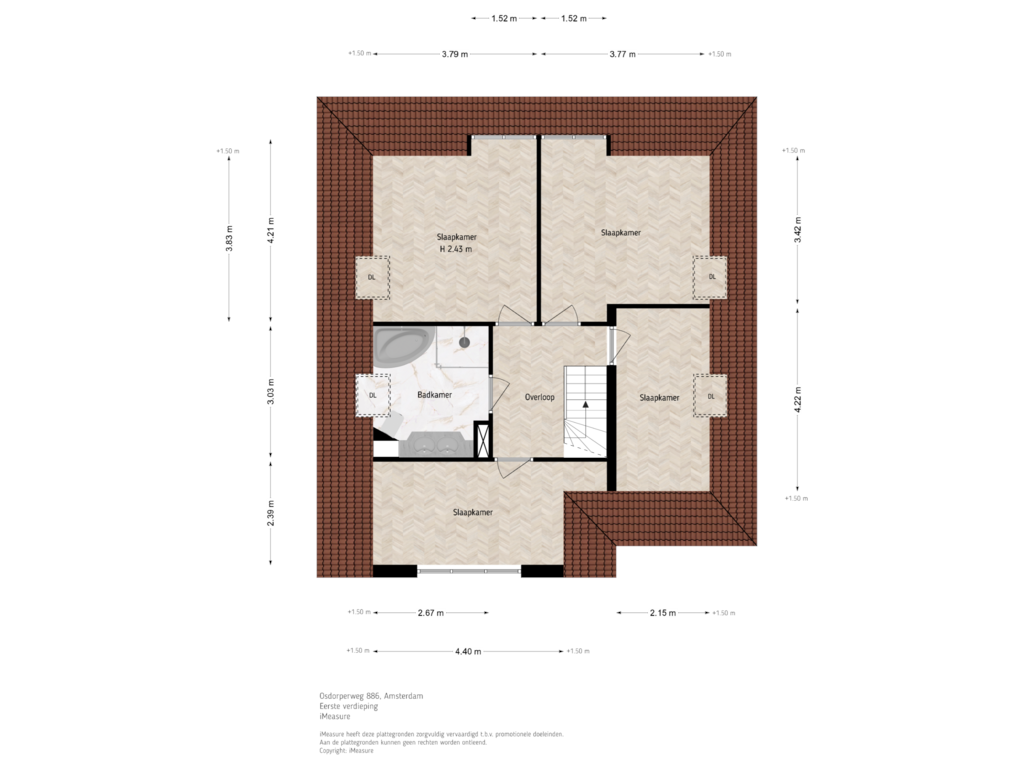 View floorplan of 1e verdieping of Osdorperweg 886