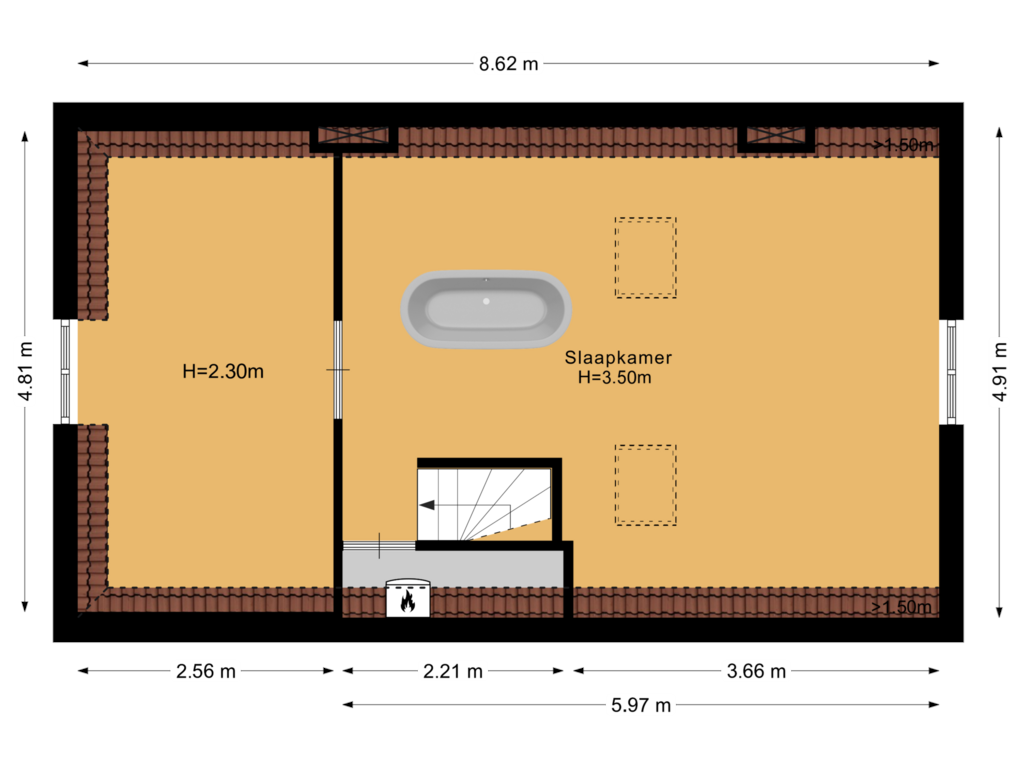 Bekijk plattegrond van 2E VERDIEPING van Magdalenastraat 10