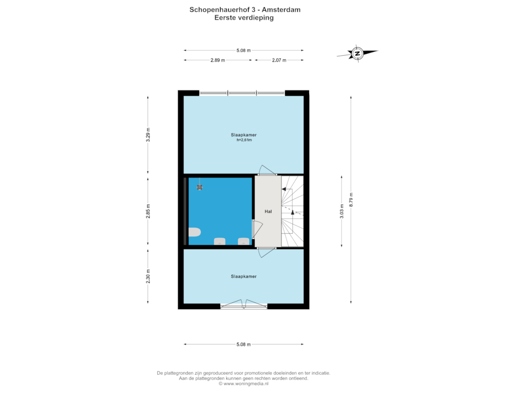 View floorplan of Eerste verdieping of Schopenhauerhof 3