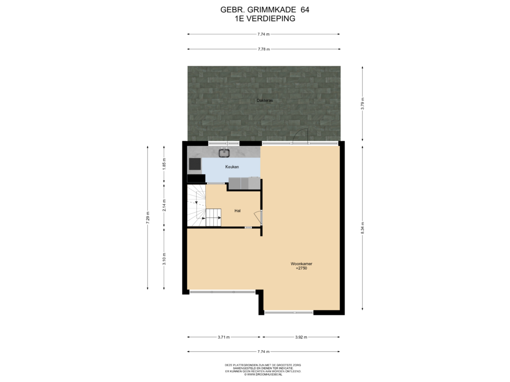 View floorplan of 1E Verdieping of Gebr. Grimmkade 64