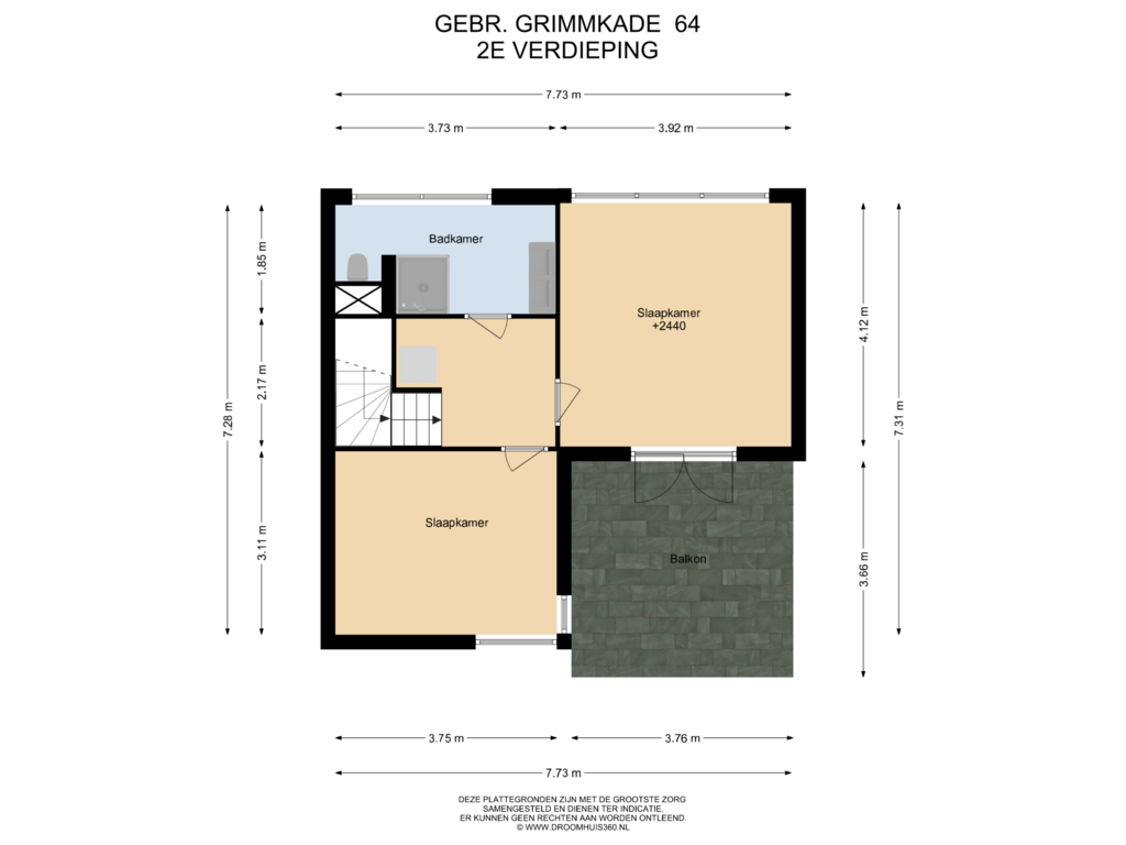 View floorplan of 2E Verdieping of Gebr. Grimmkade 64