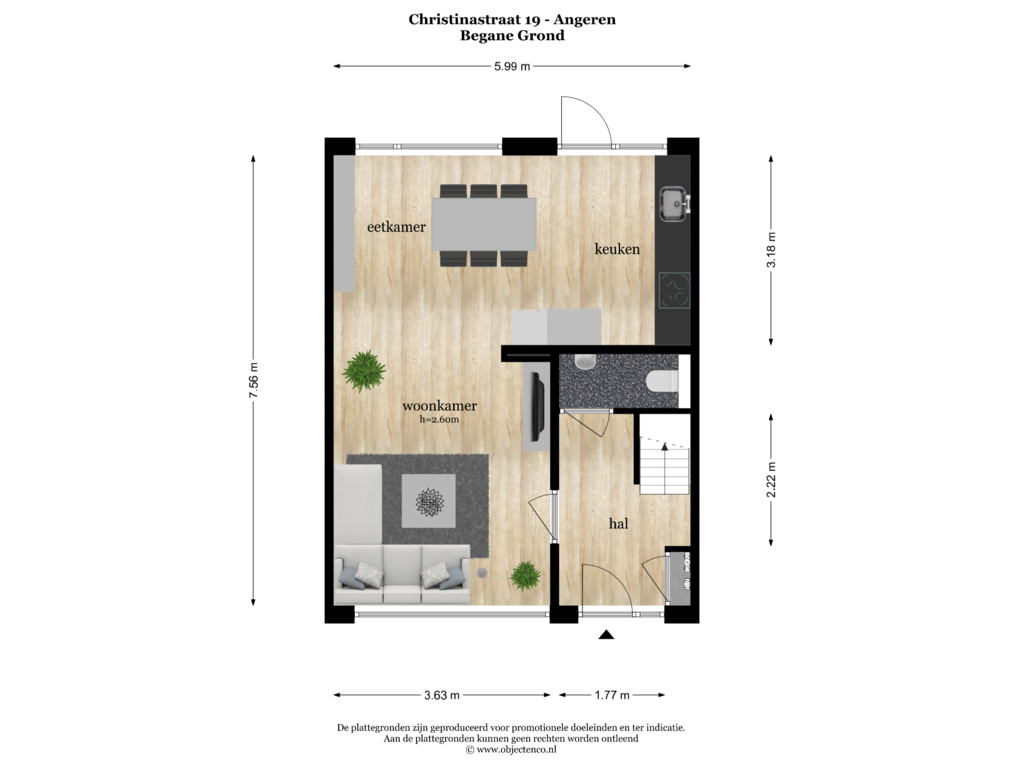 Bekijk plattegrond van Begane Grond van Christinastraat 19