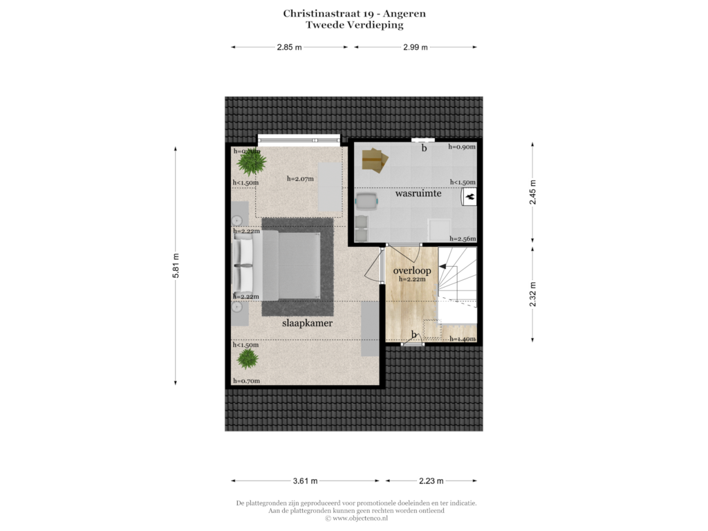 Bekijk plattegrond van Tweede Verdieping van Christinastraat 19