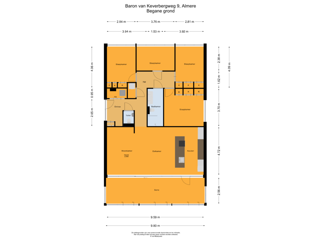 Bekijk plattegrond van Begane grond van Baron van Keverbergweg 9