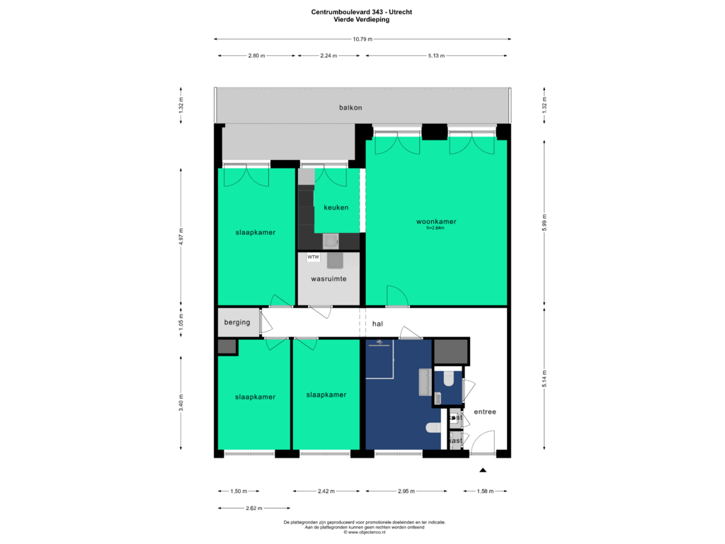 Bekijk plattegrond van VIERDE VERDIEPING van Centrumboulevard 343