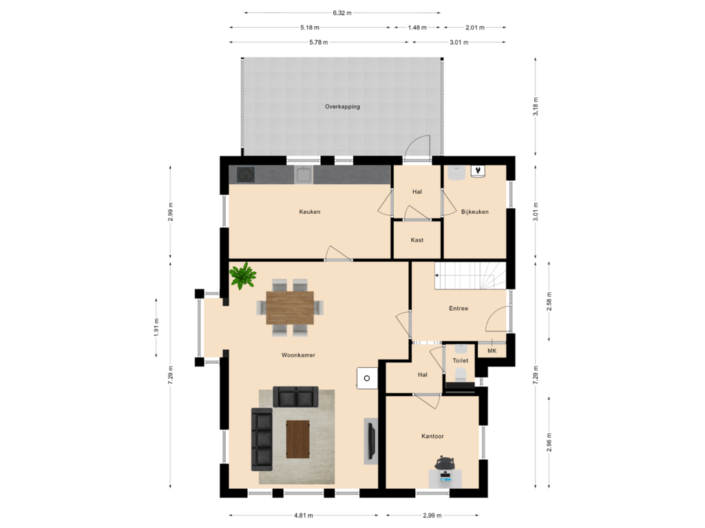 Bekijk plattegrond van Begane grond van Kroonakker 15