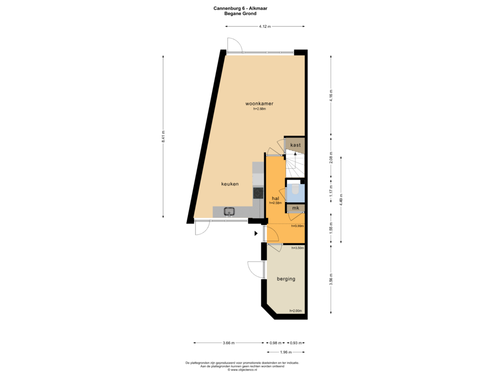 Bekijk plattegrond van BEGANE GROND van Cannenburg 6