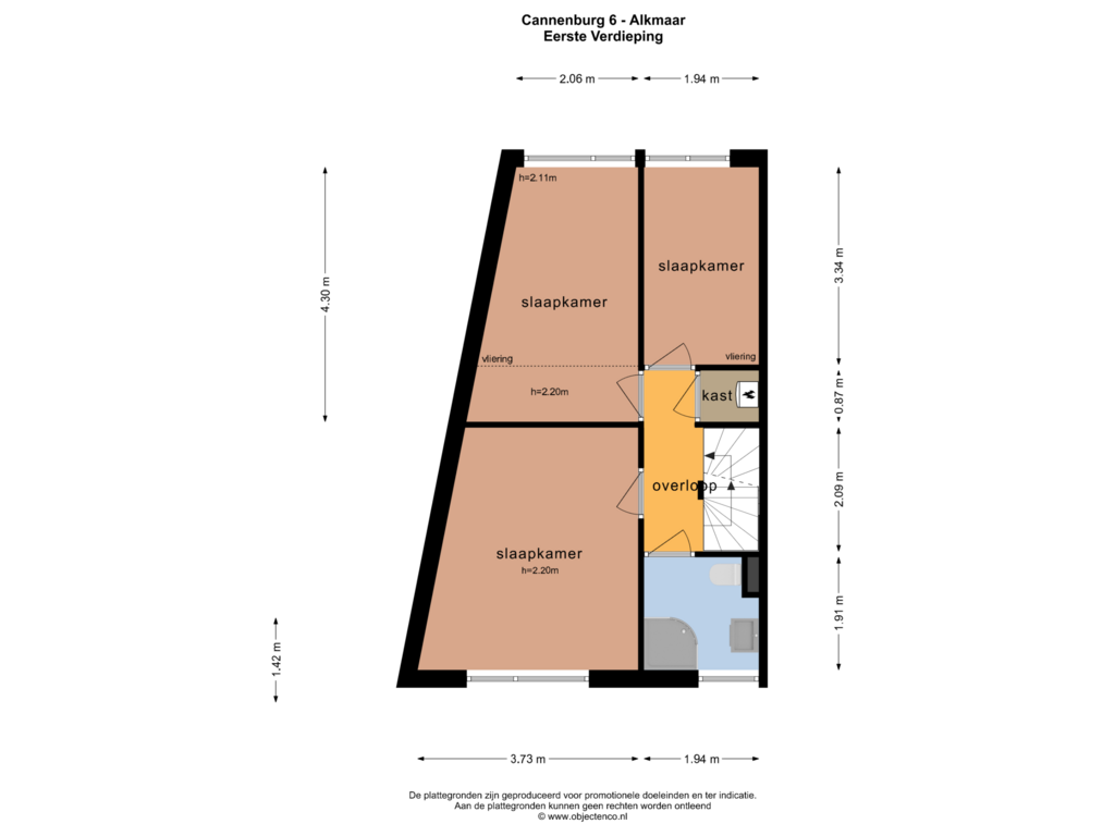 Bekijk plattegrond van EERSTE VERDIEPING van Cannenburg 6