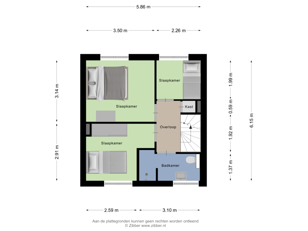 Bekijk plattegrond van Eerste Verdieping van Paulus Potterlaan 3