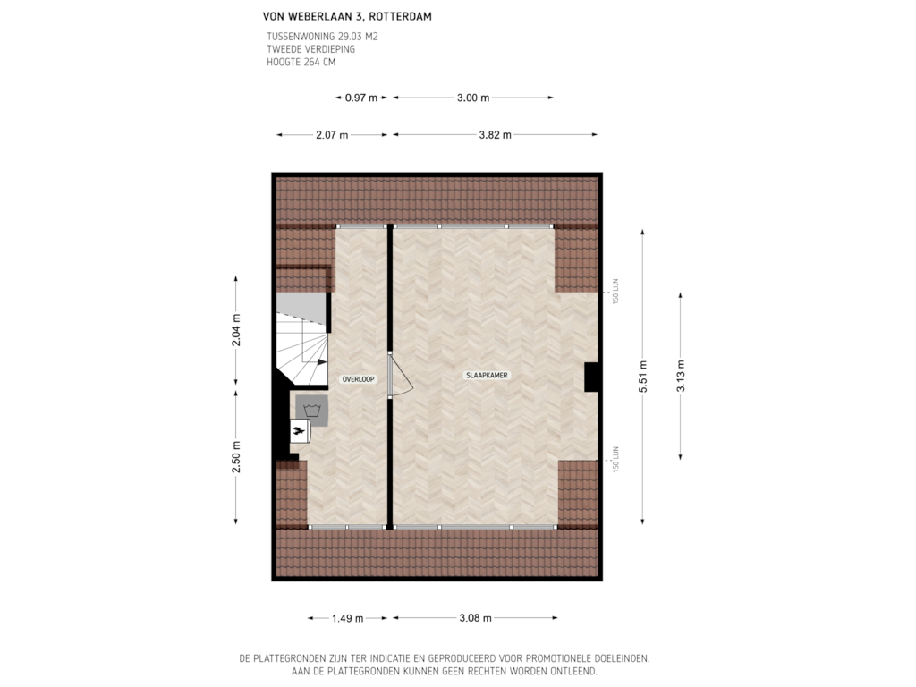 Bekijk plattegrond van 2e verdieping van Von Weberlaan 3