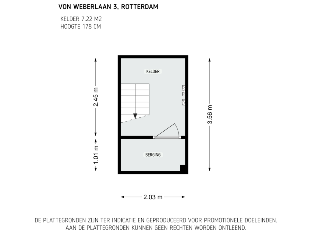 Bekijk plattegrond van Kelder van Von Weberlaan 3