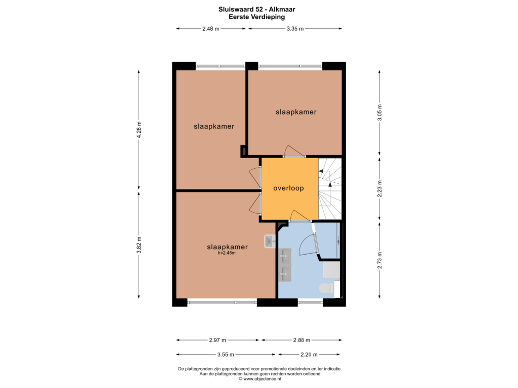 View floorplan of EERSTE VERDIEPING of Sluiswaard 52