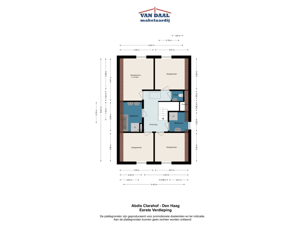 View floorplan of Eerste verdieping of Abdis Clarahof 5