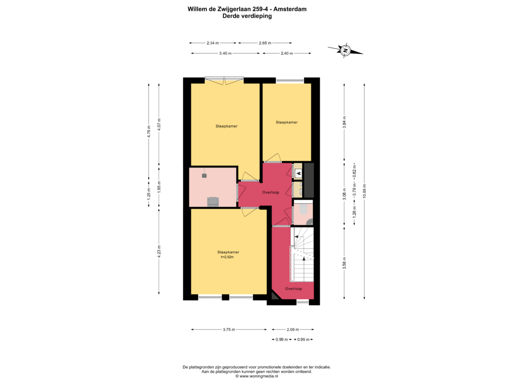 View floorplan of Derde verdieping of Willem de Zwijgerlaan 259-D