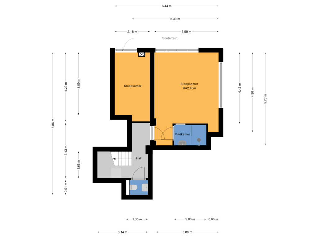 Bekijk plattegrond van Souterrain van Mariastraat 89