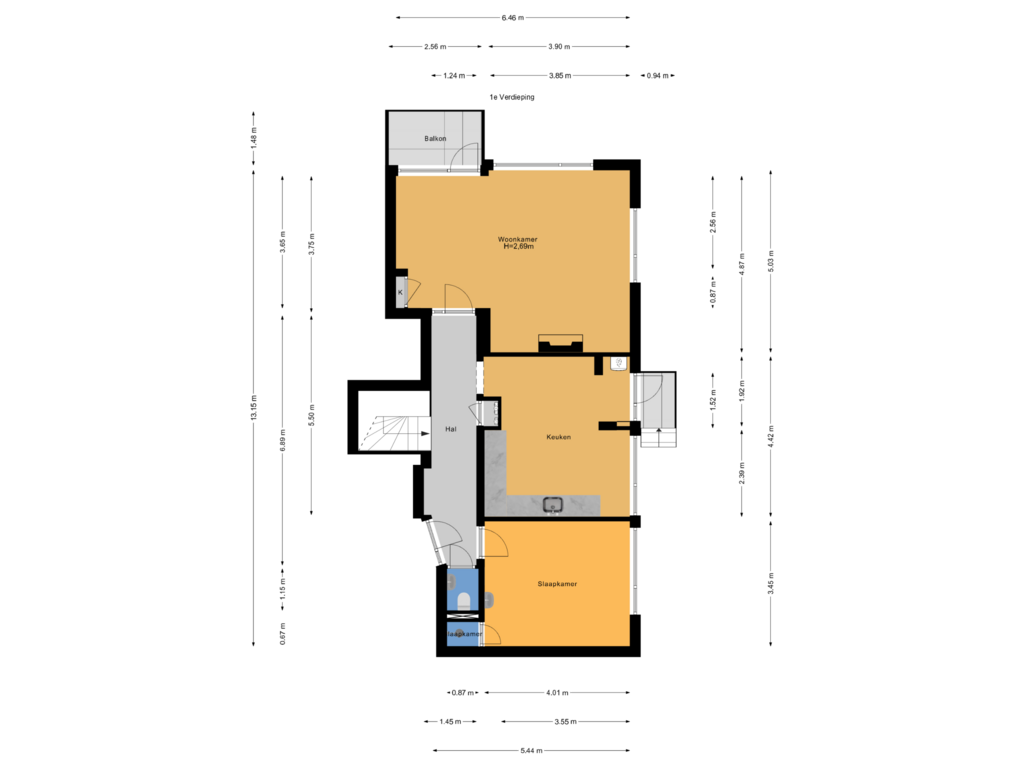 Bekijk plattegrond van 1e Verdieping van Mariastraat 89