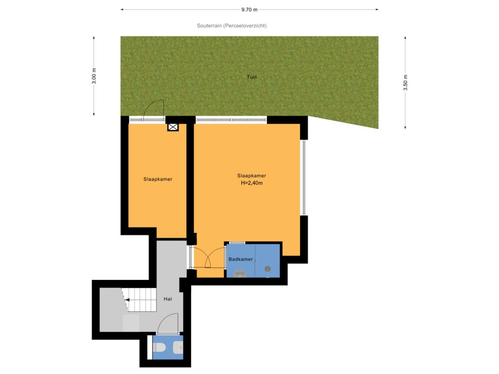 Bekijk plattegrond van Souterrain (Perceeloverzicht) van Mariastraat 89