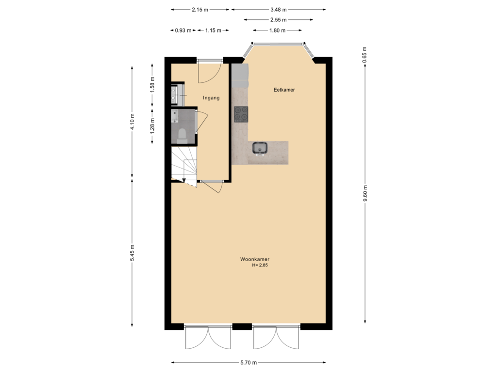 Bekijk plattegrond van Begane grond van Kreek 35