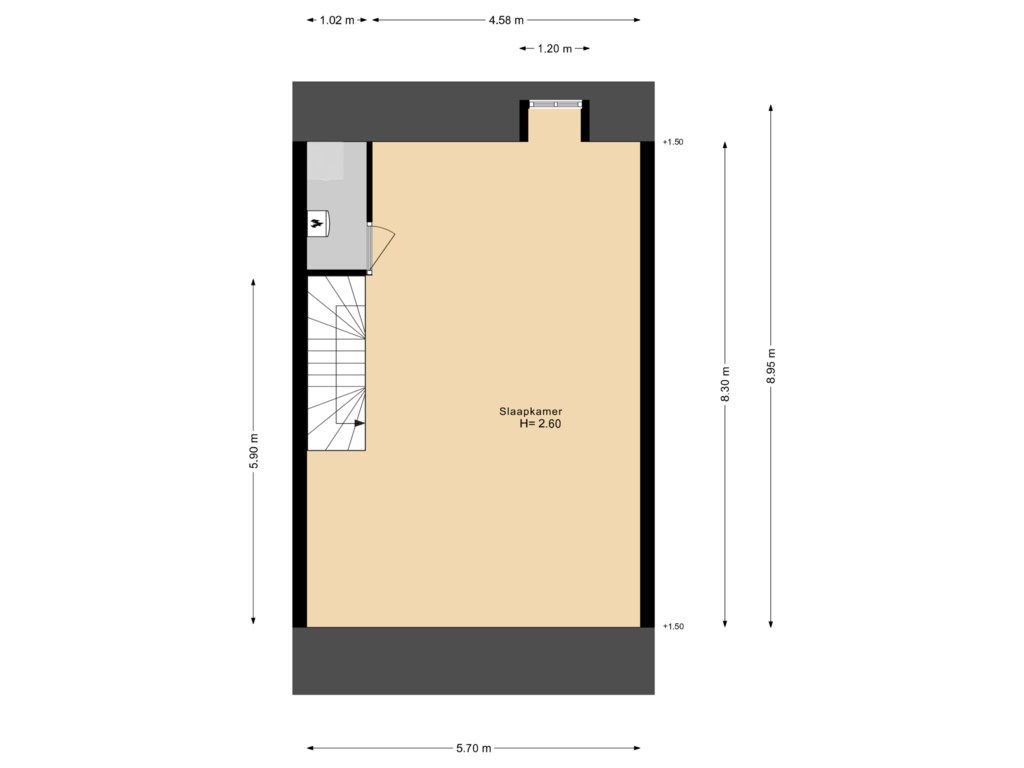 Bekijk plattegrond van Tweede etage van Kreek 35