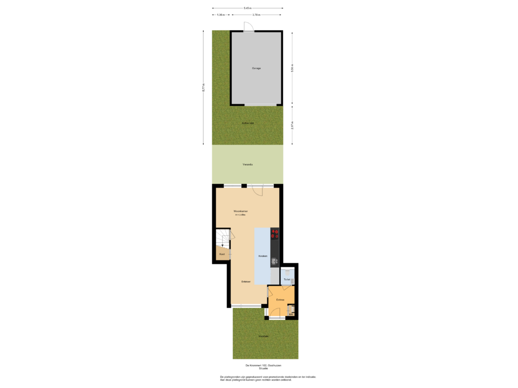 Bekijk plattegrond van Situatie van De Krommert 102