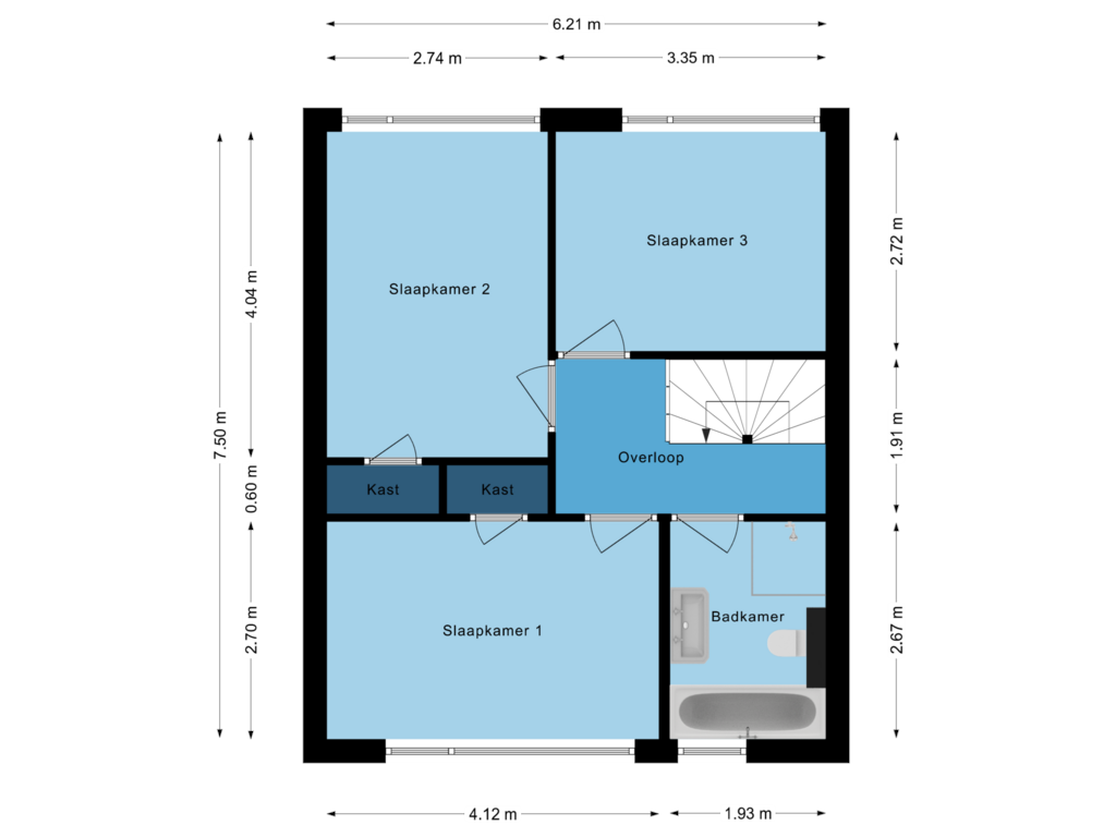 Bekijk plattegrond van Eerste verdieping van de Baljuw 2