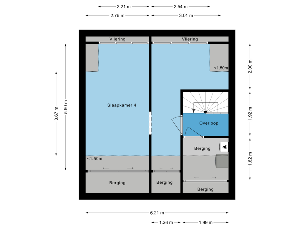 Bekijk plattegrond van Tweede verdieping van de Baljuw 2