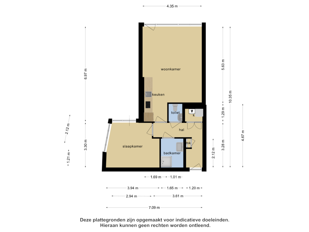 Bekijk plattegrond van Begane grond van Le Sage ten Broeklaan 11-07