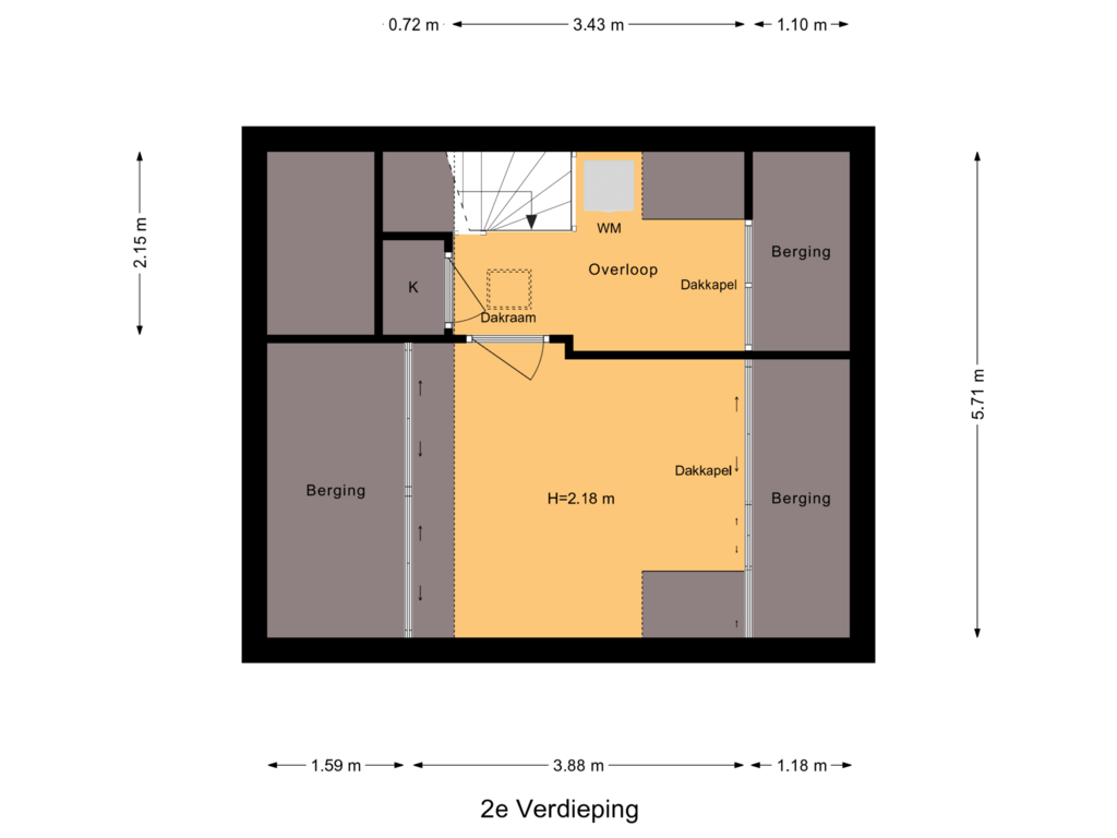 Bekijk plattegrond van 2e Verdieping van Debussylaan 8